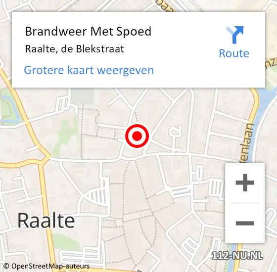 Locatie op kaart van de 112 melding: Brandweer Met Spoed Naar Raalte, de Blekstraat op 18 juni 2021 18:51