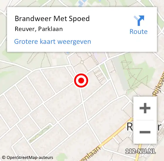 Locatie op kaart van de 112 melding: Brandweer Met Spoed Naar Reuver, Parklaan op 18 juni 2021 18:53