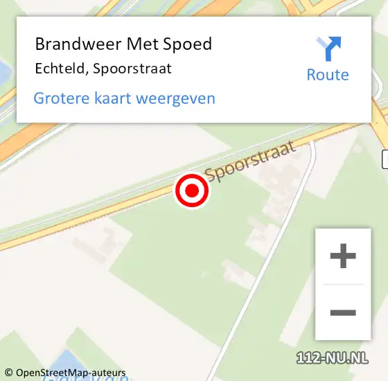 Locatie op kaart van de 112 melding: Brandweer Met Spoed Naar Echteld, Spoorstraat op 18 juni 2021 19:02