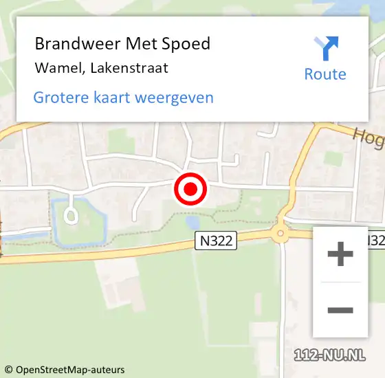 Locatie op kaart van de 112 melding: Brandweer Met Spoed Naar Wamel, Lakenstraat op 18 juni 2021 19:02