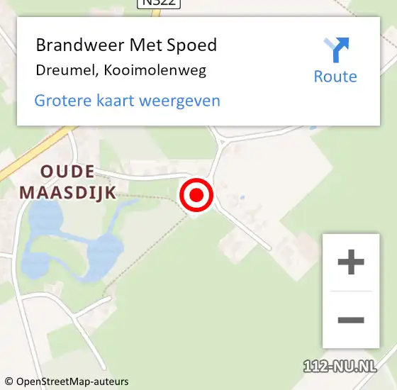 Locatie op kaart van de 112 melding: Brandweer Met Spoed Naar Dreumel, Kooimolenweg op 18 juni 2021 19:02