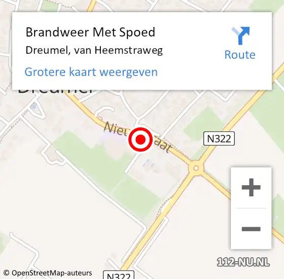 Locatie op kaart van de 112 melding: Brandweer Met Spoed Naar Dreumel, van Heemstraweg op 18 juni 2021 19:02