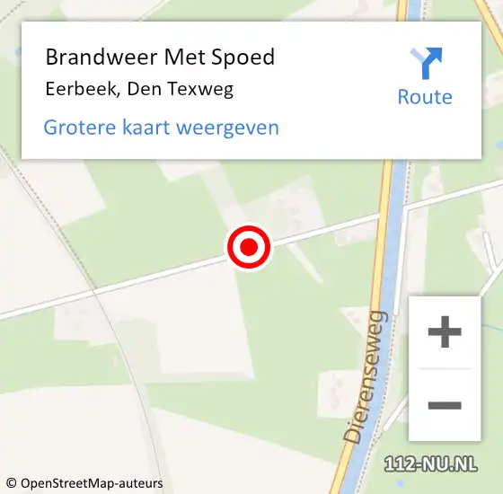 Locatie op kaart van de 112 melding: Brandweer Met Spoed Naar Eerbeek, Den Texweg op 18 juni 2021 19:03