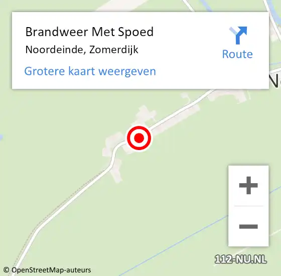 Locatie op kaart van de 112 melding: Brandweer Met Spoed Naar Noordeinde, Zomerdijk op 18 juni 2021 19:07