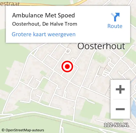 Locatie op kaart van de 112 melding: Ambulance Met Spoed Naar Oosterhout, De Halve Trom op 18 juni 2021 19:26