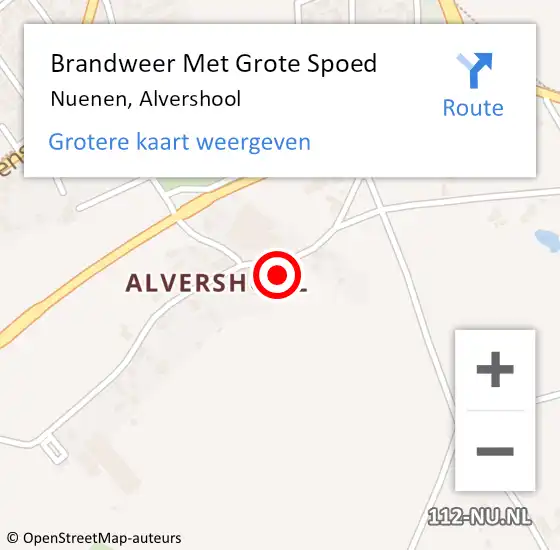 Locatie op kaart van de 112 melding: Brandweer Met Grote Spoed Naar Nuenen, Alvershool op 18 juni 2021 19:30