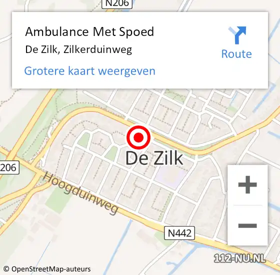 Locatie op kaart van de 112 melding: Ambulance Met Spoed Naar De Zilk, Zilkerduinweg op 13 juni 2014 17:08