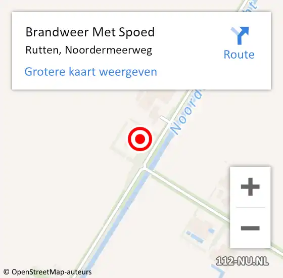 Locatie op kaart van de 112 melding: Brandweer Met Spoed Naar Rutten, Noordermeerweg op 18 juni 2021 19:43