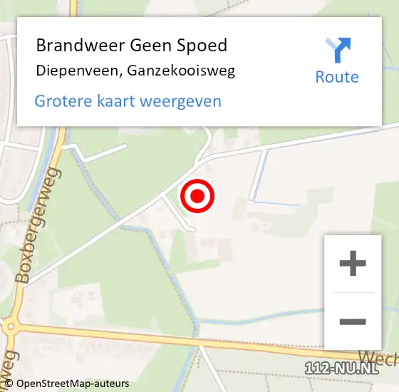 Locatie op kaart van de 112 melding: Brandweer Geen Spoed Naar Diepenveen, Ganzekooisweg op 18 juni 2021 19:44