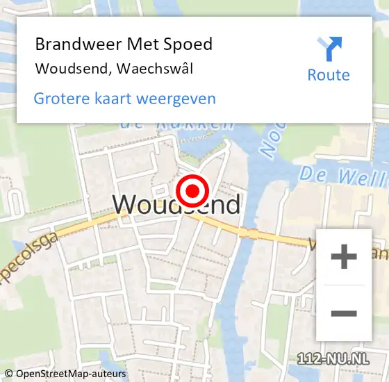 Locatie op kaart van de 112 melding: Brandweer Met Spoed Naar Woudsend, Waechswâl op 18 juni 2021 19:45