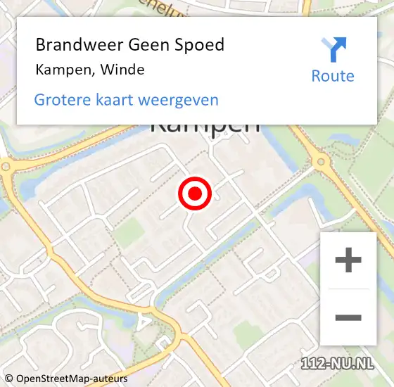 Locatie op kaart van de 112 melding: Brandweer Geen Spoed Naar Kampen, Winde op 18 juni 2021 19:45