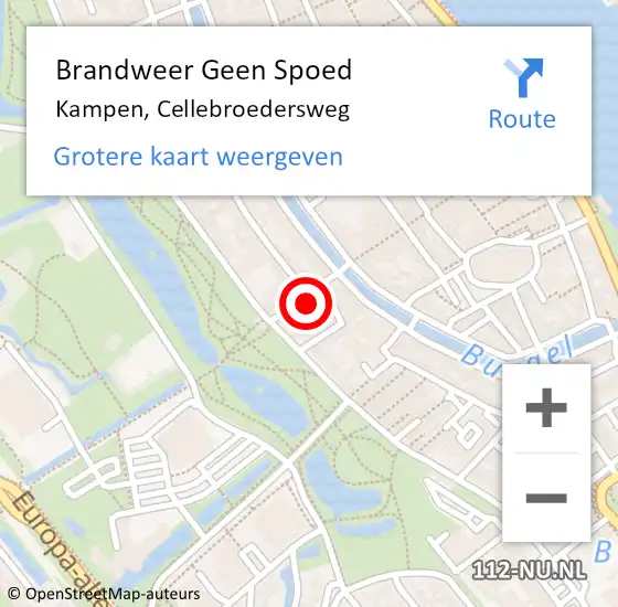 Locatie op kaart van de 112 melding: Brandweer Geen Spoed Naar Kampen, Cellebroedersweg op 18 juni 2021 19:47