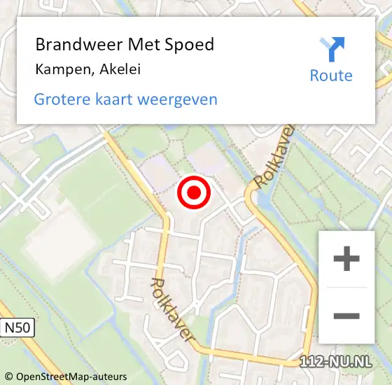 Locatie op kaart van de 112 melding: Brandweer Met Spoed Naar Kampen, Akelei op 18 juni 2021 19:49