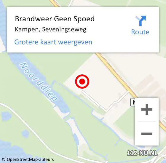 Locatie op kaart van de 112 melding: Brandweer Geen Spoed Naar Kampen, Seveningseweg op 18 juni 2021 19:51