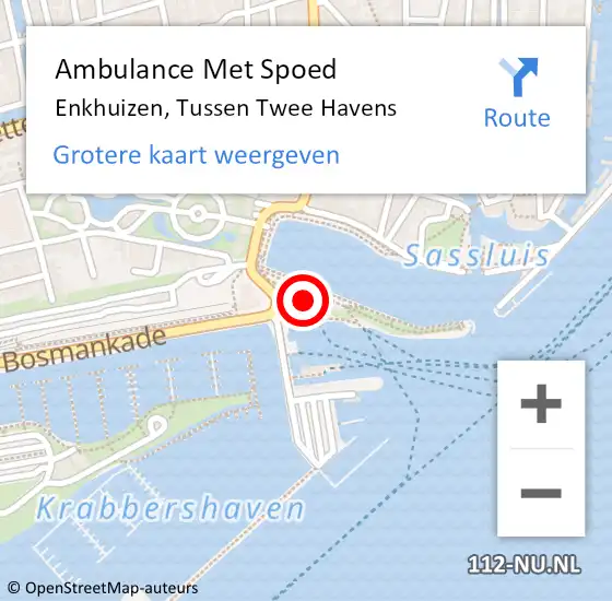 Locatie op kaart van de 112 melding: Ambulance Met Spoed Naar Enkhuizen, Tussen Twee Havens op 18 juni 2021 19:51