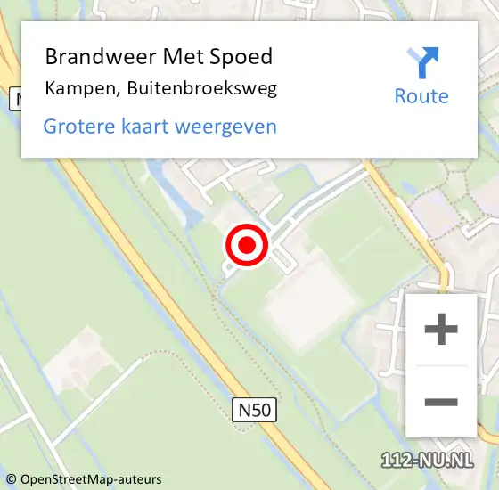 Locatie op kaart van de 112 melding: Brandweer Met Spoed Naar Kampen, Buitenbroeksweg op 18 juni 2021 19:51