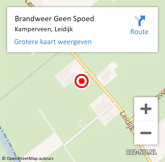 Locatie op kaart van de 112 melding: Brandweer Geen Spoed Naar Kamperveen, Leidijk op 18 juni 2021 19:51
