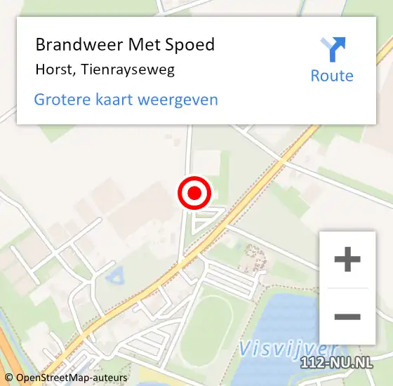 Locatie op kaart van de 112 melding: Brandweer Met Spoed Naar Horst, Tienrayseweg op 18 juni 2021 19:55