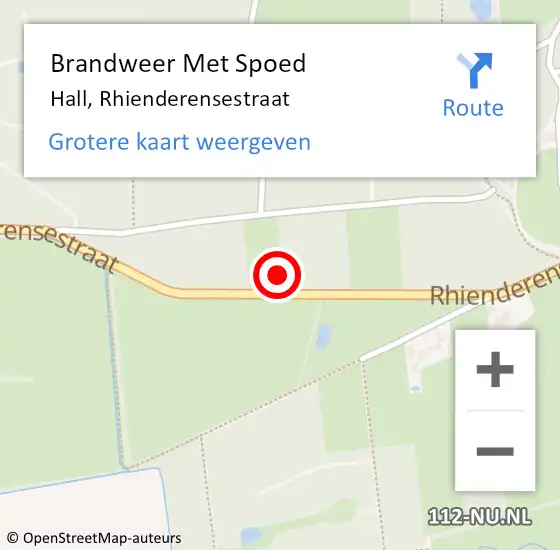 Locatie op kaart van de 112 melding: Brandweer Met Spoed Naar Hall, Rhienderensestraat op 18 juni 2021 19:57