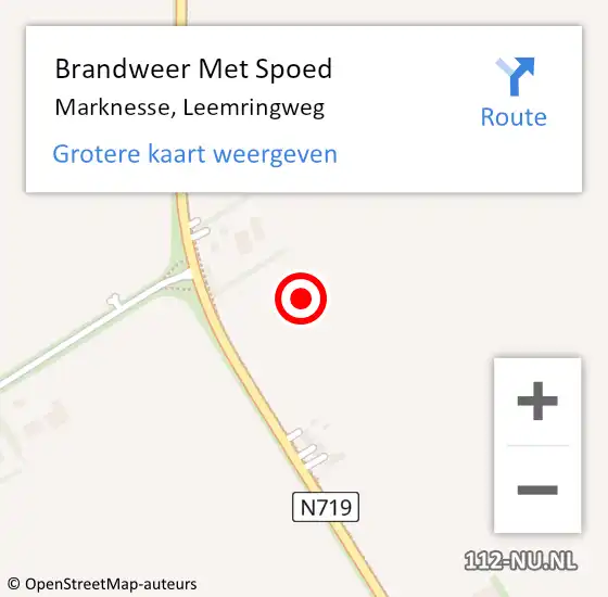 Locatie op kaart van de 112 melding: Brandweer Met Spoed Naar Marknesse, Leemringweg op 18 juni 2021 19:58