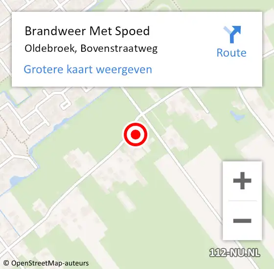 Locatie op kaart van de 112 melding: Brandweer Met Spoed Naar Oldebroek, Bovenstraatweg op 18 juni 2021 19:58