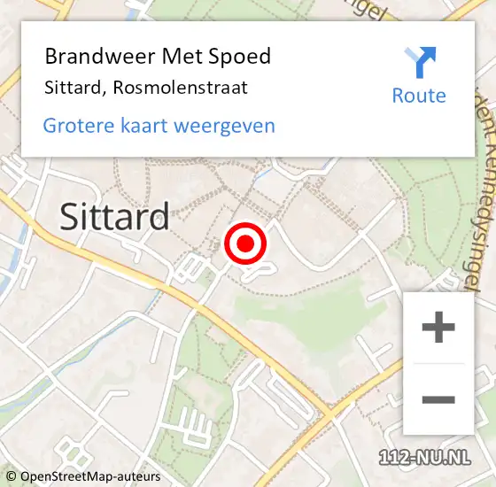 Locatie op kaart van de 112 melding: Brandweer Met Spoed Naar Sittard, Rosmolenstraat op 18 juni 2021 20:07