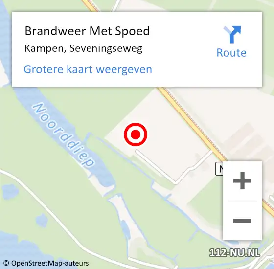 Locatie op kaart van de 112 melding: Brandweer Met Spoed Naar Kampen, Seveningseweg op 18 juni 2021 20:13