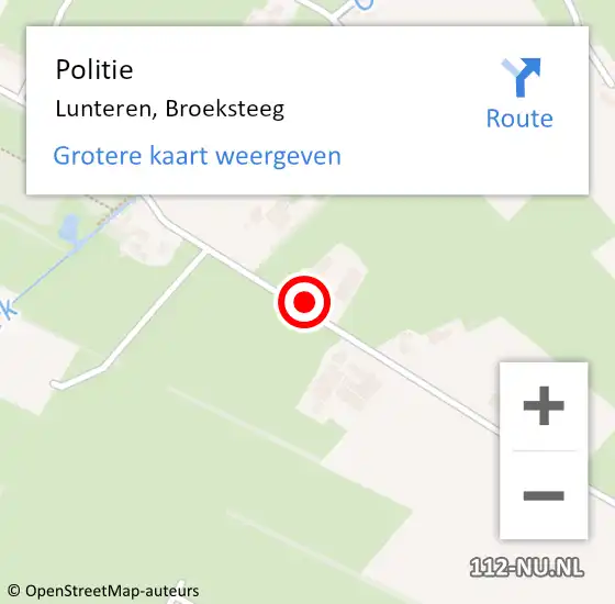 Locatie op kaart van de 112 melding: Politie Lunteren, Broeksteeg op 18 juni 2021 20:15