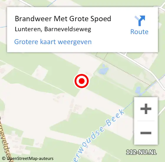 Locatie op kaart van de 112 melding: Brandweer Met Grote Spoed Naar Lunteren, Barneveldseweg op 18 juni 2021 20:15