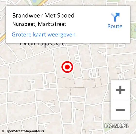 Locatie op kaart van de 112 melding: Brandweer Met Spoed Naar Nunspeet, Marktstraat op 18 juni 2021 20:19