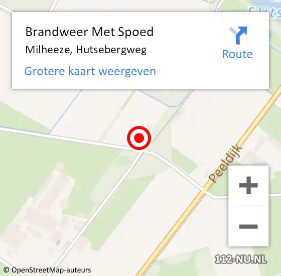 Locatie op kaart van de 112 melding: Brandweer Met Spoed Naar Milheeze, Hutsebergweg op 18 juni 2021 20:21