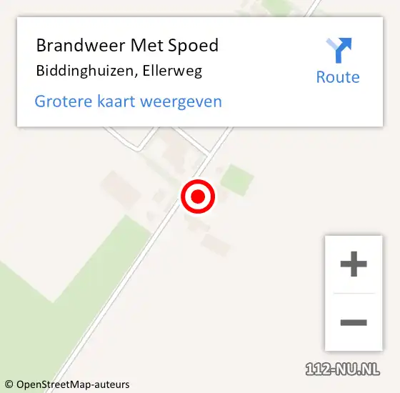 Locatie op kaart van de 112 melding: Brandweer Met Spoed Naar Biddinghuizen, Ellerweg op 18 juni 2021 20:22