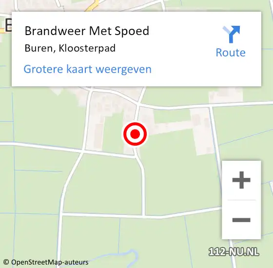 Locatie op kaart van de 112 melding: Brandweer Met Spoed Naar Buren, Kloosterpad op 18 juni 2021 20:23