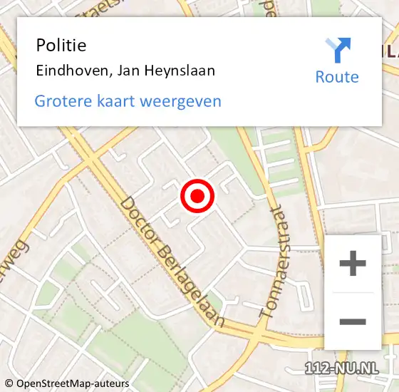 Locatie op kaart van de 112 melding: Politie Eindhoven, Jan Heynslaan op 18 juni 2021 20:24