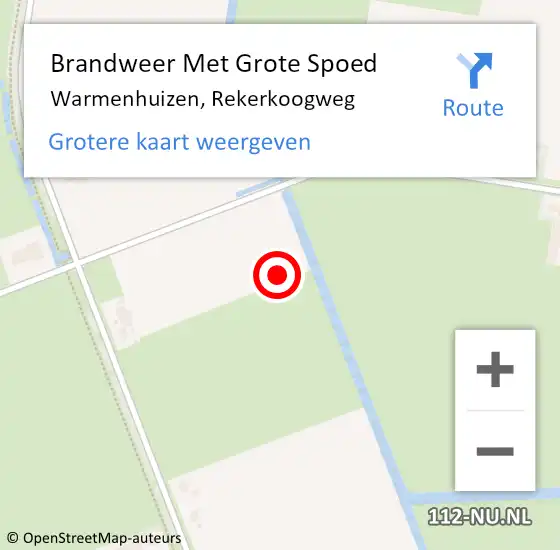 Locatie op kaart van de 112 melding: Brandweer Met Grote Spoed Naar Warmenhuizen, Rekerkoogweg op 18 juni 2021 20:32