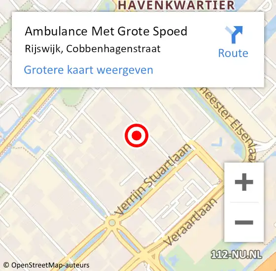 Locatie op kaart van de 112 melding: Ambulance Met Grote Spoed Naar Rijswijk, Cobbenhagenstraat op 18 juni 2021 20:40