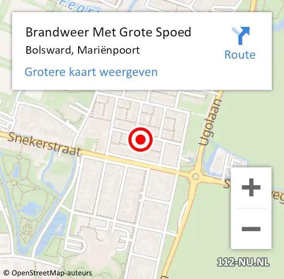 Locatie op kaart van de 112 melding: Brandweer Met Grote Spoed Naar Bolsward, Mariënpoort op 18 juni 2021 20:43