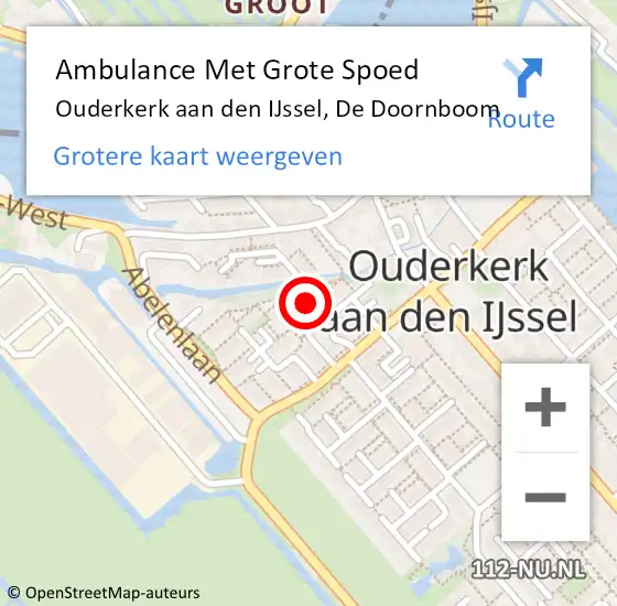 Locatie op kaart van de 112 melding: Ambulance Met Grote Spoed Naar Ouderkerk aan den IJssel, De Doornboom op 18 juni 2021 20:48