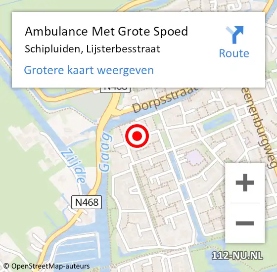 Locatie op kaart van de 112 melding: Ambulance Met Grote Spoed Naar Schipluiden, Lijsterbesstraat op 18 juni 2021 20:50