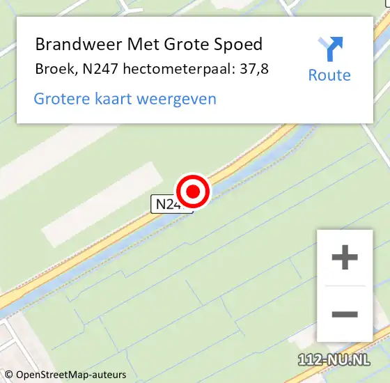 Locatie op kaart van de 112 melding: Brandweer Met Grote Spoed Naar Broek, N247 op 13 juni 2014 17:19