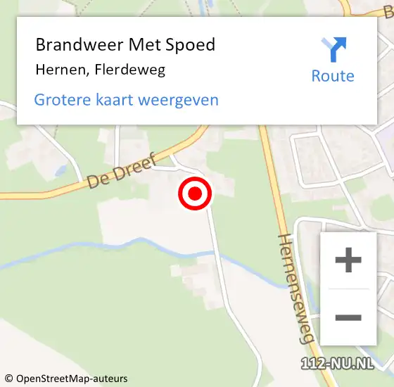 Locatie op kaart van de 112 melding: Brandweer Met Spoed Naar Hernen, Flerdeweg op 18 juni 2021 20:54