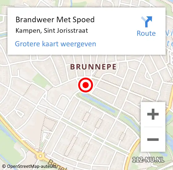 Locatie op kaart van de 112 melding: Brandweer Met Spoed Naar Kampen, Sint Jorisstraat op 18 juni 2021 21:00