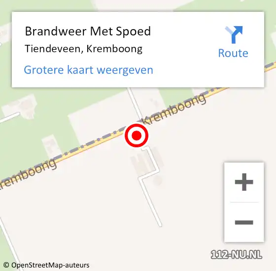 Locatie op kaart van de 112 melding: Brandweer Met Spoed Naar Tiendeveen, Kremboong op 18 juni 2021 21:07