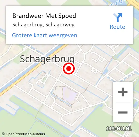 Locatie op kaart van de 112 melding: Brandweer Met Spoed Naar Schagerbrug, Schagerweg op 18 juni 2021 21:14