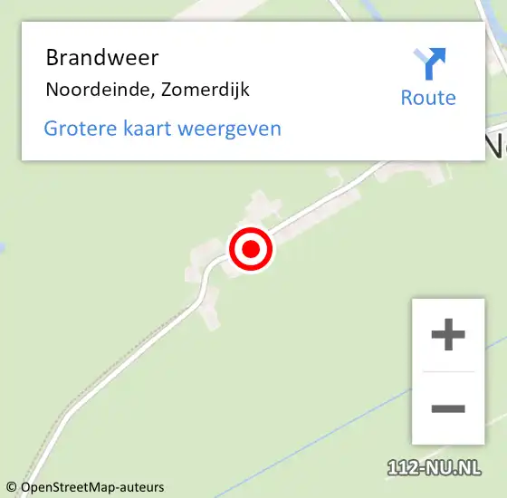 Locatie op kaart van de 112 melding: Brandweer Noordeinde, Zomerdijk op 18 juni 2021 21:15