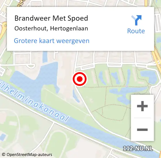 Locatie op kaart van de 112 melding: Brandweer Met Spoed Naar Oosterhout, Hertogenlaan op 18 juni 2021 21:42