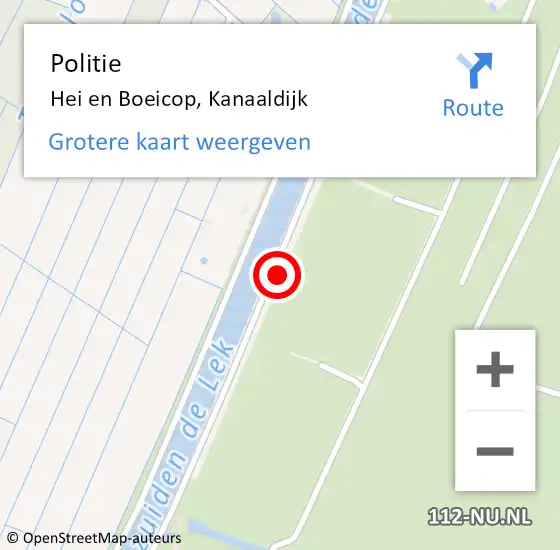 Locatie op kaart van de 112 melding: Politie Hei en Boeicop, Kanaaldijk op 18 juni 2021 21:42