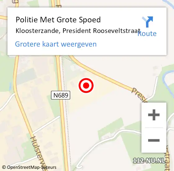 Locatie op kaart van de 112 melding: Politie Met Grote Spoed Naar Kloosterzande, President Rooseveltstraat op 18 juni 2021 21:46