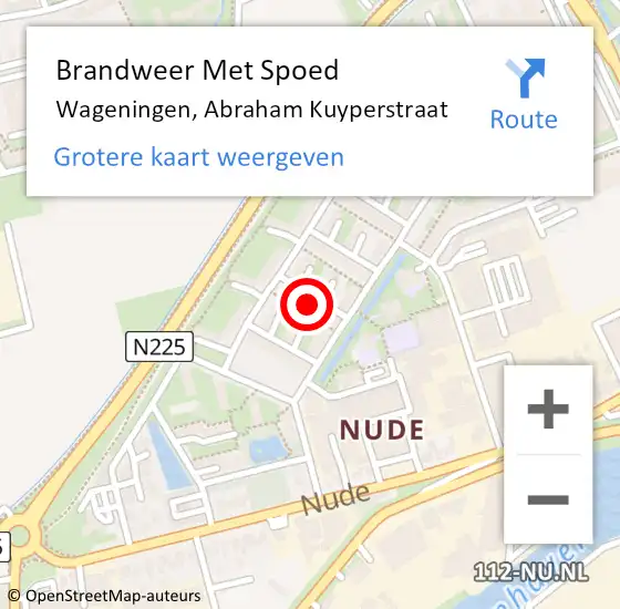 Locatie op kaart van de 112 melding: Brandweer Met Spoed Naar Wageningen, Abraham Kuyperstraat op 18 juni 2021 21:55