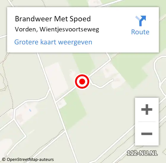 Locatie op kaart van de 112 melding: Brandweer Met Spoed Naar Vorden, Wientjesvoortseweg op 18 juni 2021 21:58